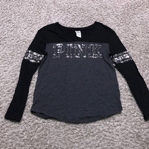 LOVE PINK black and gray sequined shirt